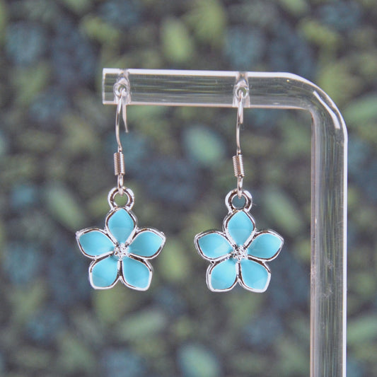 Boucles d'oreilles - fleur simple argentée