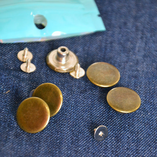 Boutons Jeans - à visser - Or vieilli 17mm