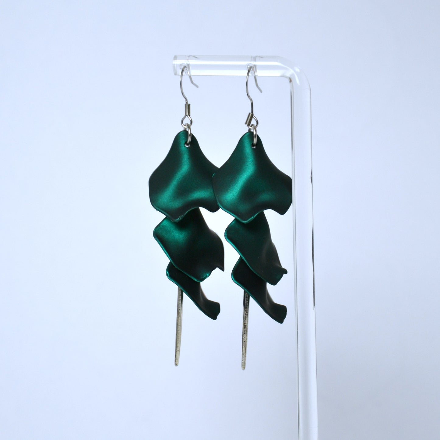 Boucles D'oreilles - Pétales d'aiguille - vert émeraude