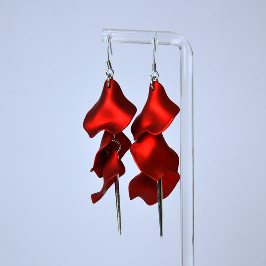 Boucles D'oreilles - Pétales d'aiguille - Rubis