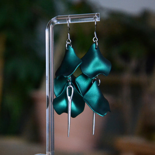 Boucles D'oreilles - Pétales d'aiguille - vert émeraude