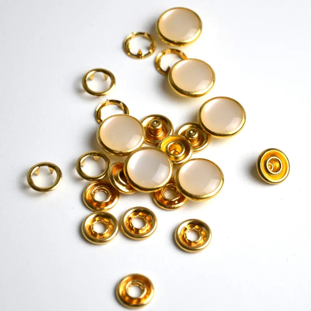 Boutons Pressions - Nacrés En Laiton Doré 15 Mm