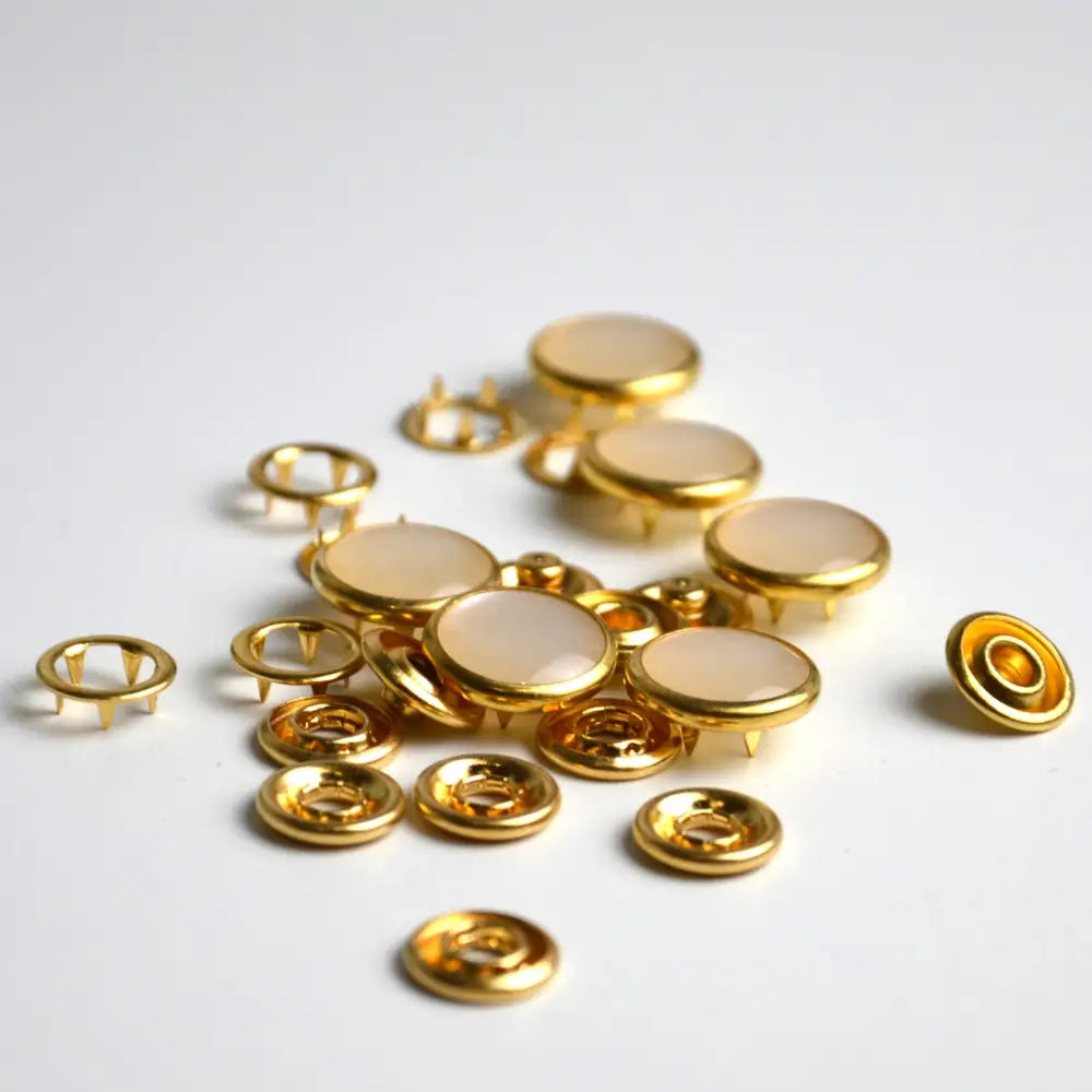 Boutons Pressions - Nacrés En Laiton Doré 15 Mm