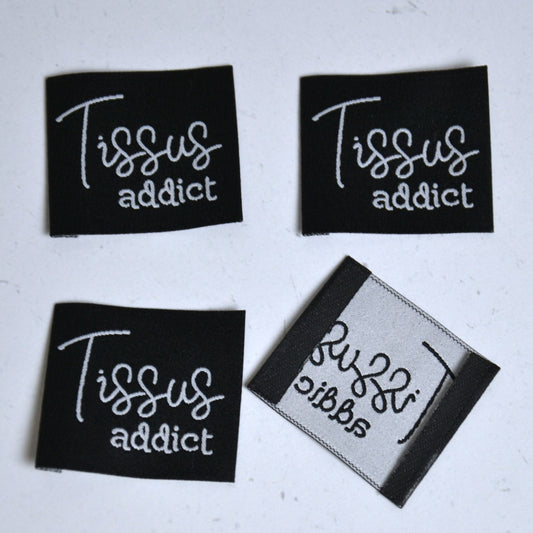 Étiquettes à coudre - Tissus addict 100% black