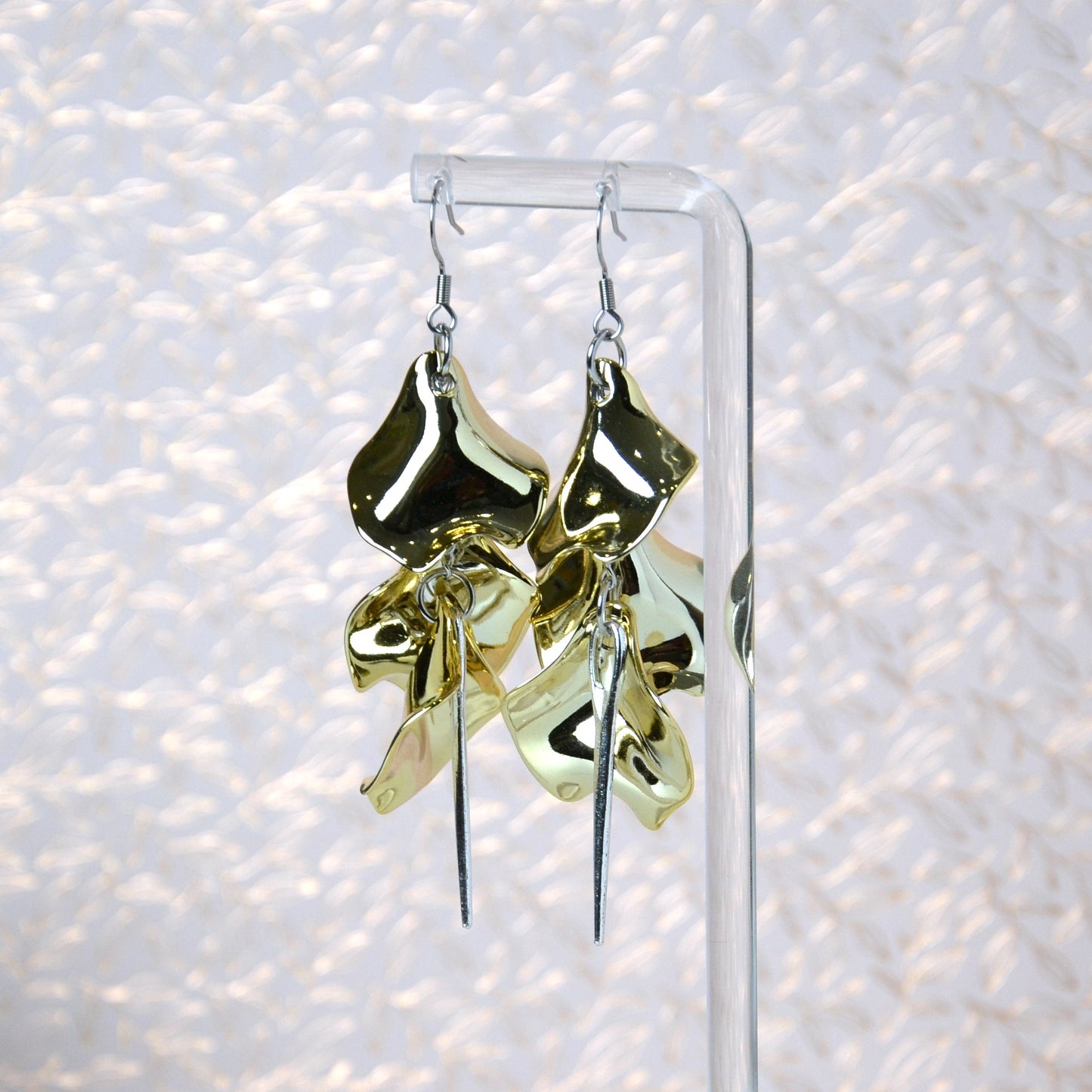 Boucles D'oreilles - Pétales d'aiguille - Miroir doré