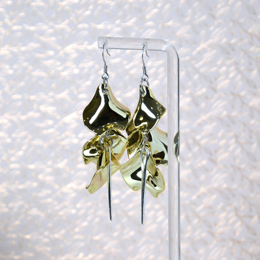 Boucles D'oreilles - Pétales d'aiguille - Miroir doré