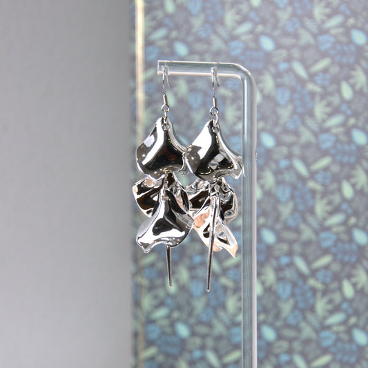 Boucles D'oreilles - Pétales d'aiguille - Miroir argent
