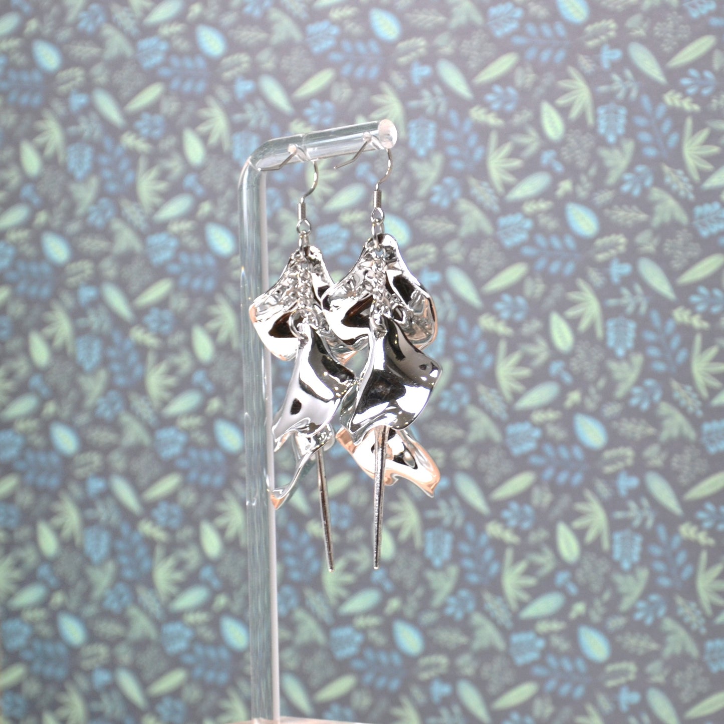 Boucles D'oreilles - Pétales d'aiguille - Miroir argent