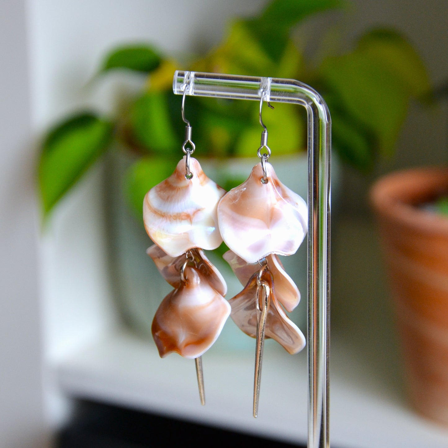 Boucles D'oreilles - Pétales d'aiguille - Dégradé de brun