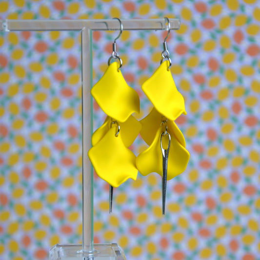 Boucles D'oreilles - Pétales d'aiguille - jaune