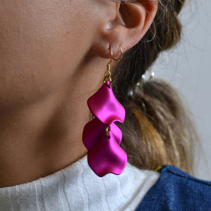 Boucles d'oreilles - Pétales chaine dorée