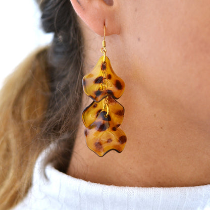 Boucles d'oreilles - Pétales chaine dorée