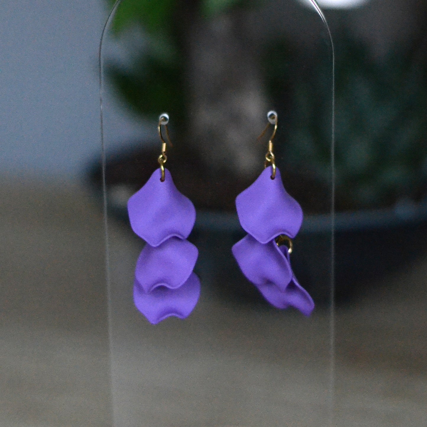 Boucles d'oreilles - Pétales chaine dorée