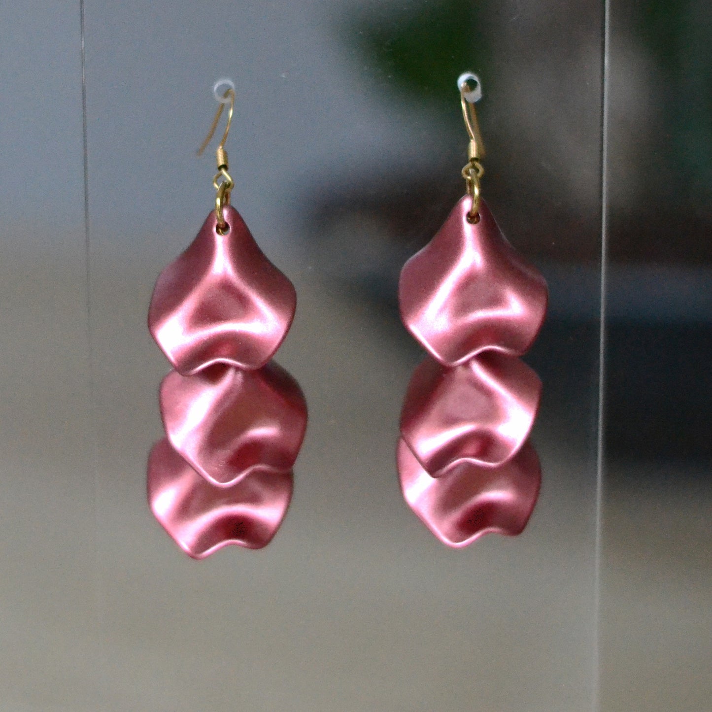 Boucles d'oreilles - Pétales chaine dorée