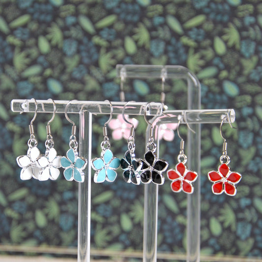 Boucles d'oreilles - fleur simple argentée