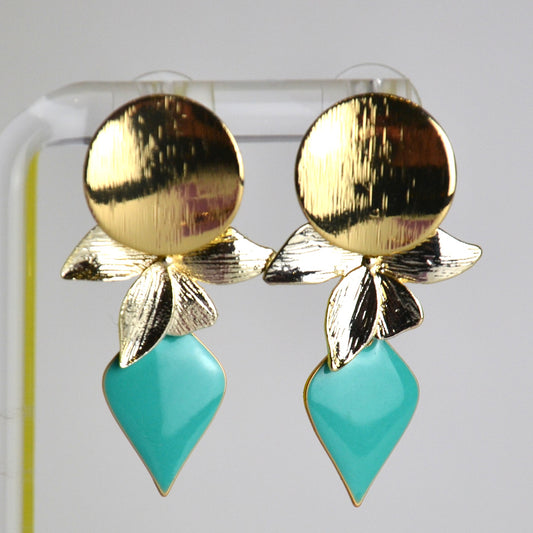 Boucles d’oreilles Turquoise & Or – Élégance Florale