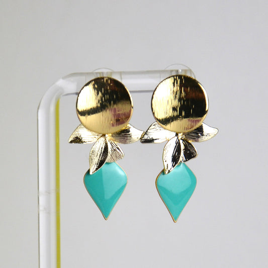 Boucles d’oreilles Turquoise & Or – Élégance Florale