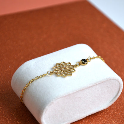 Bracelet Rosace – Acier Inoxydable Doré ✨