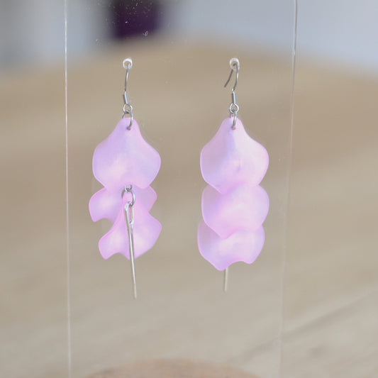 Boucles D'oreilles - Pétales d'aiguille - Parme translucide