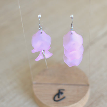 Boucles D'oreilles - Pétales d'aiguille - Parme translucide