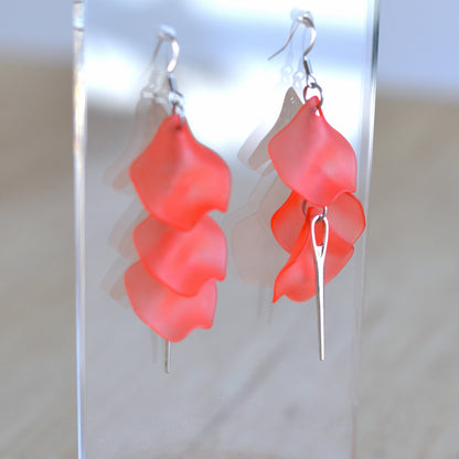 Boucles D'oreilles - Pétales d'aiguille - Corail translucide