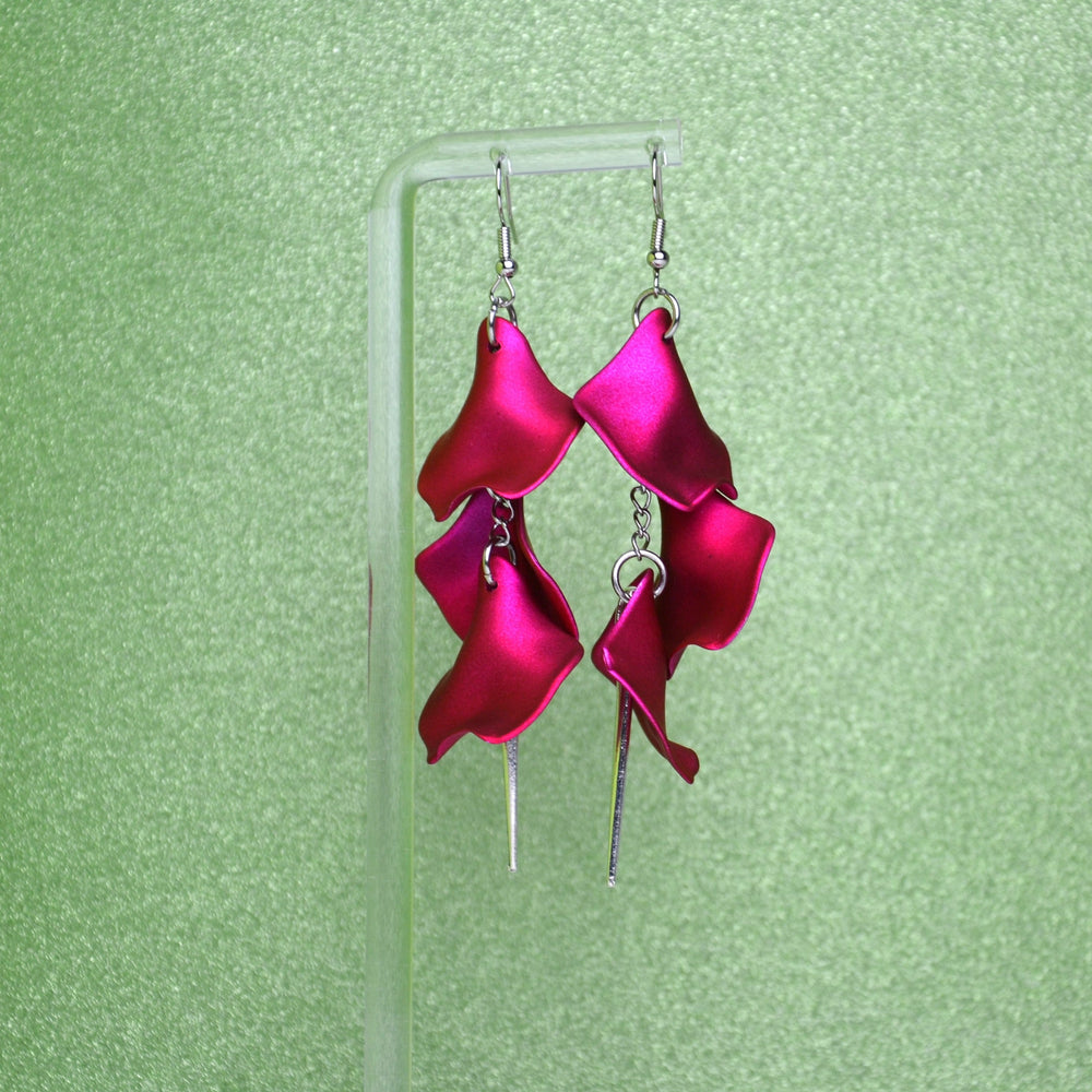 Boucles d'oreilles - Pétales d'aiguille - Fuchsia