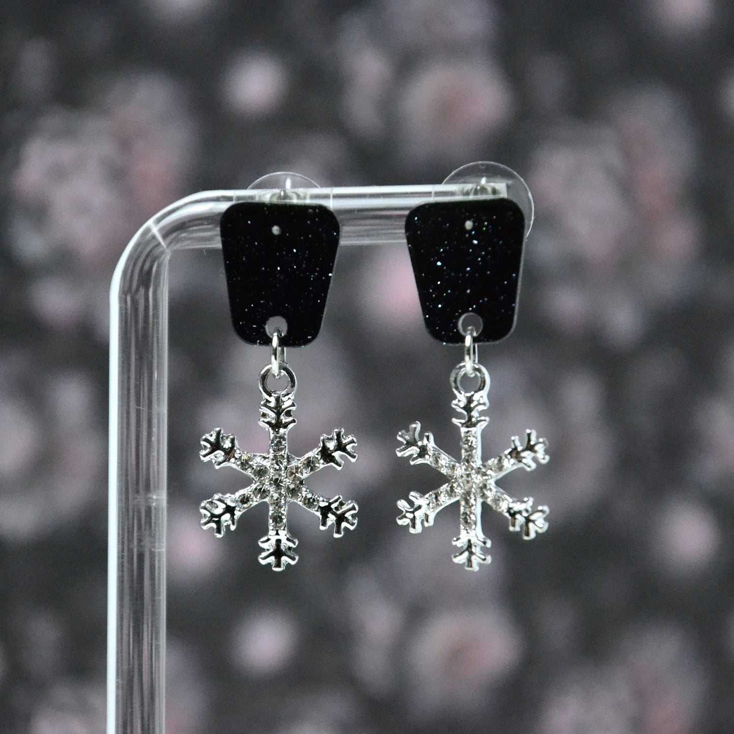 Boucles d'oreilles - Flocons argenté brillant