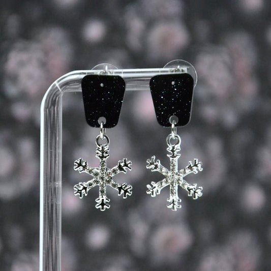 Boucles d'oreilles - Flocons argenté brillant