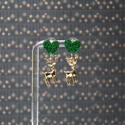 Boucles d'oreilles - Cerf vert