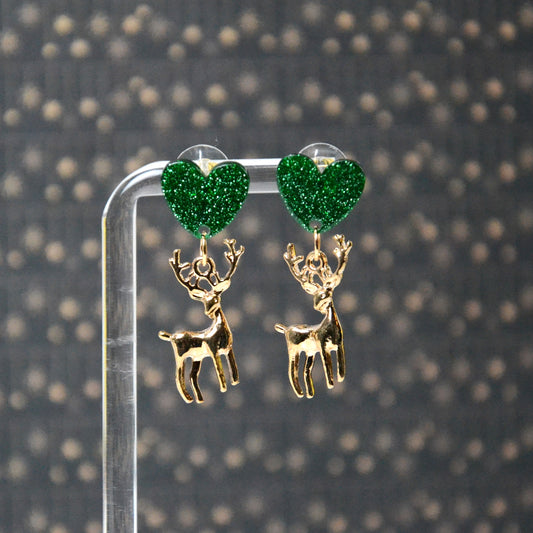 Boucles d'oreilles - Cerf vert