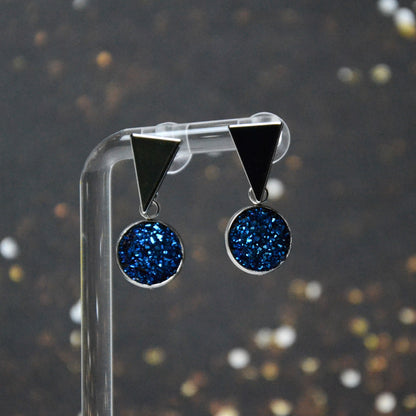 Boucles d'oreilles - Sphère holographique - bleu