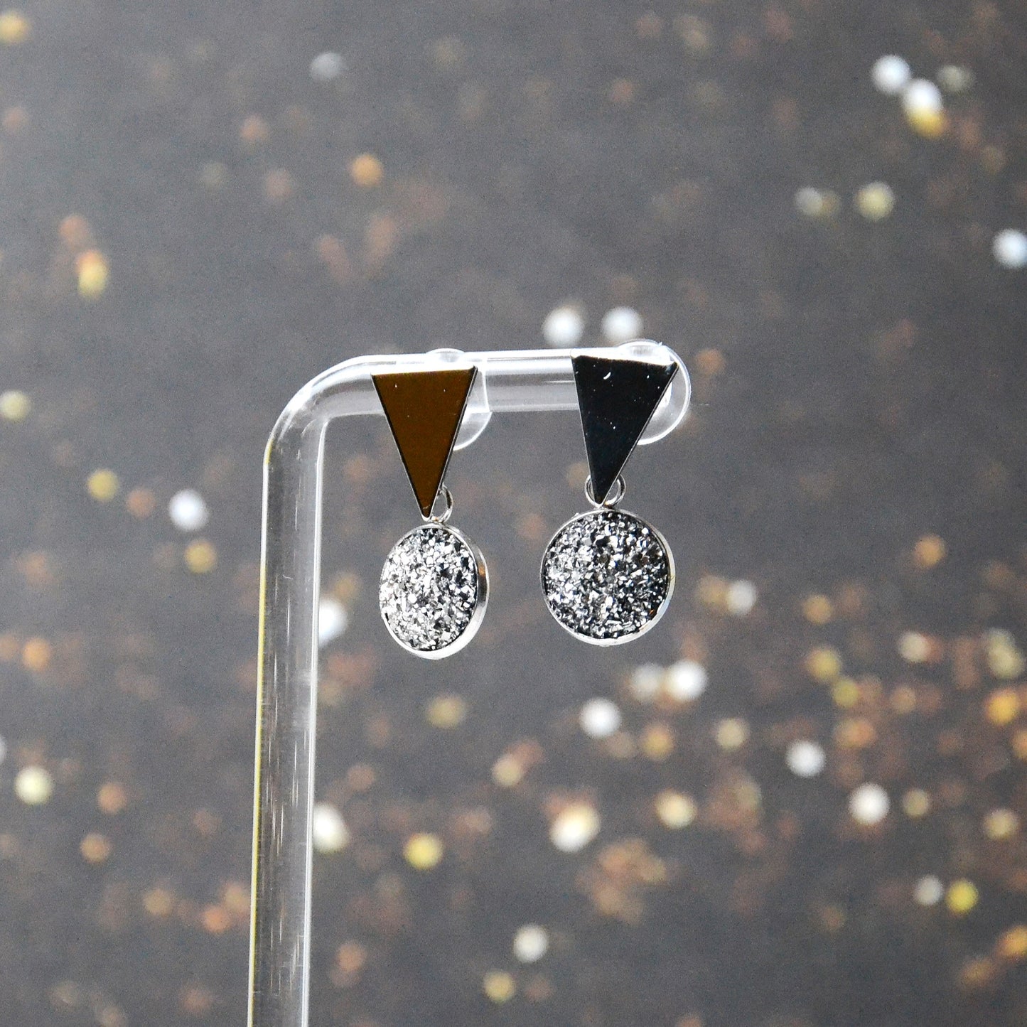 Boucles d'oreilles - Sphère holographique - argent