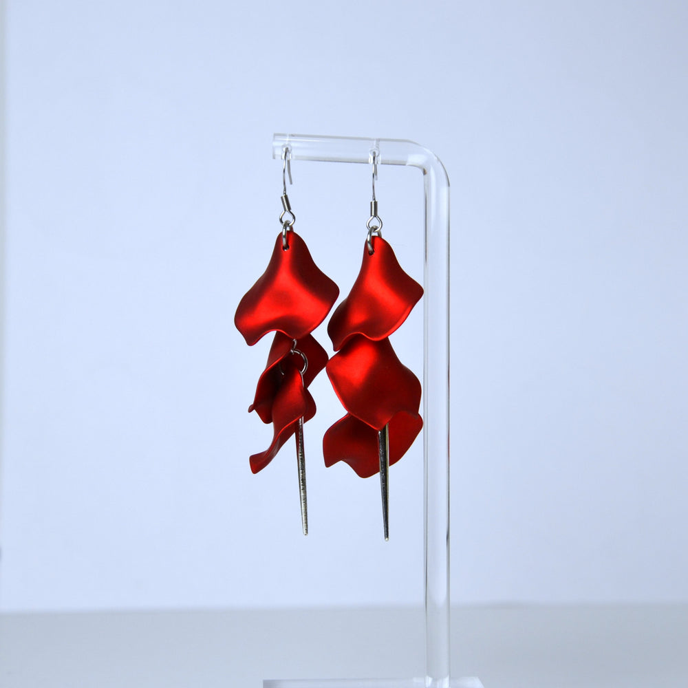 Boucles D'oreilles - Pétales d'aiguille - Rubis