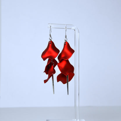 Boucles D'oreilles - Pétales d'aiguille - rouge