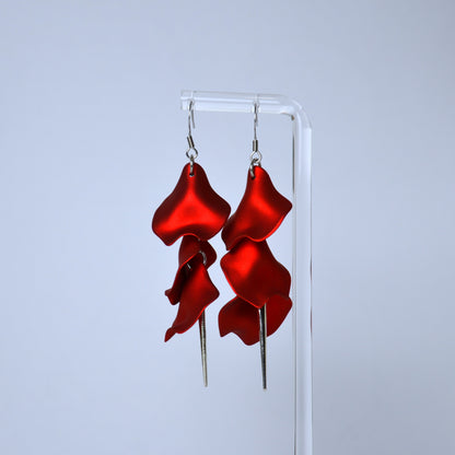 Boucles D'oreilles - Pétales d'aiguille - rouge