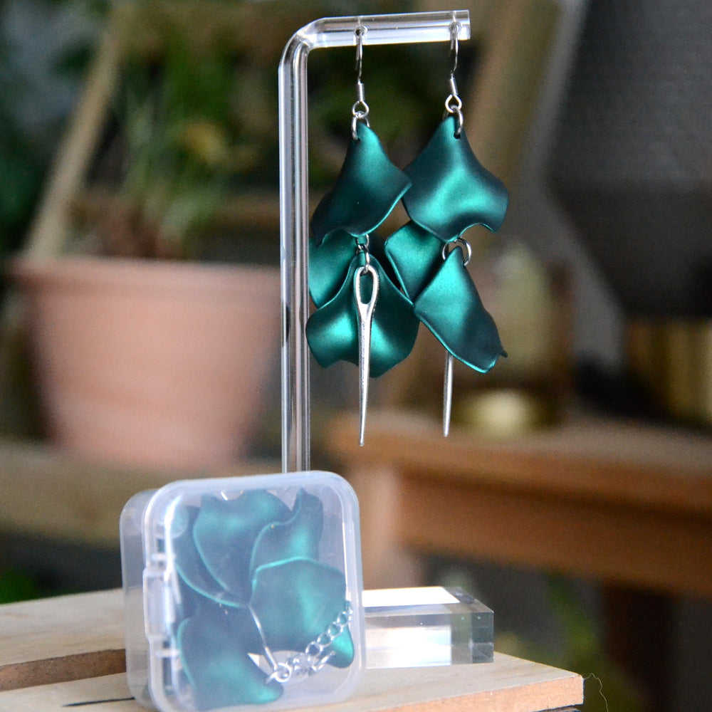 Boucles D'oreilles - Pétales d'aiguille - Vert émeraude