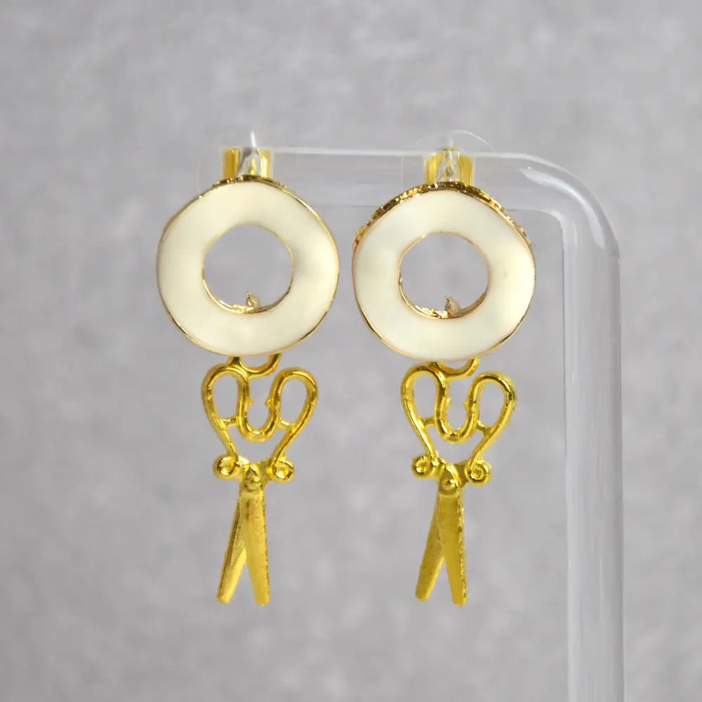 Boucles D’oreilles Ciseaux Élégants Blancs