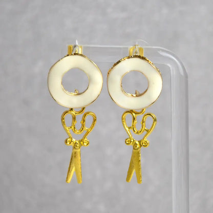 Boucles D’oreilles Ciseaux Élégants Blancs