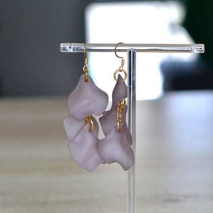 Boucles d'oreilles - Pétales chaine dorée