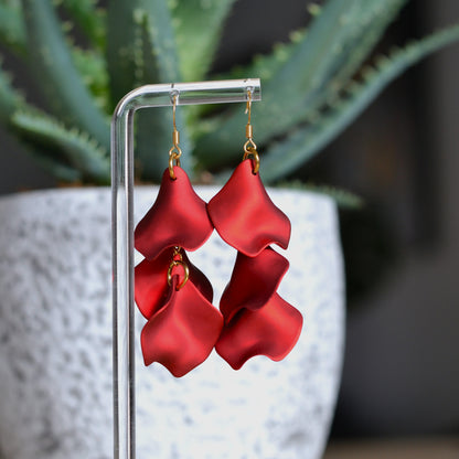 Boucles d'oreilles - Pétales chaine dorée