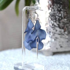 Boucles D'oreilles - Pétales d'aiguille - Blue jean