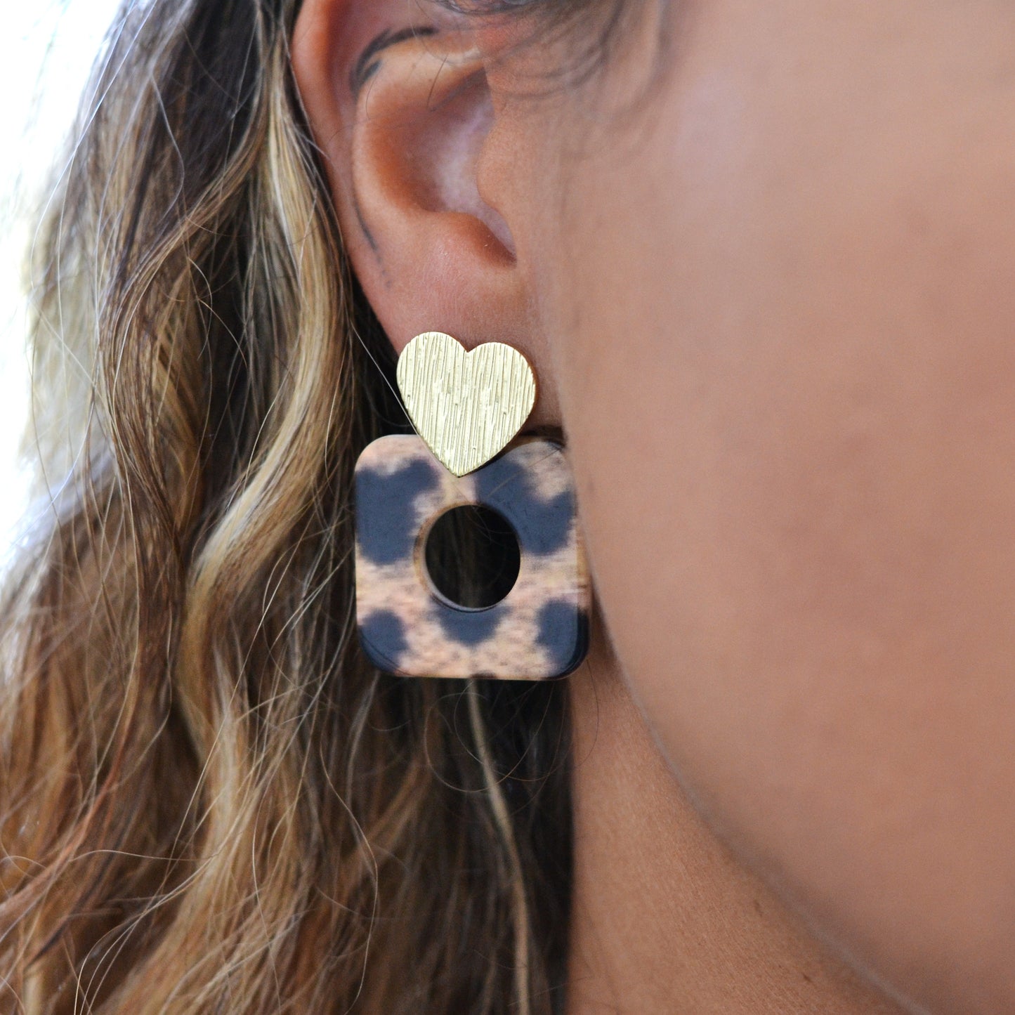 Boucles d'oreilles - Cœur de léopard