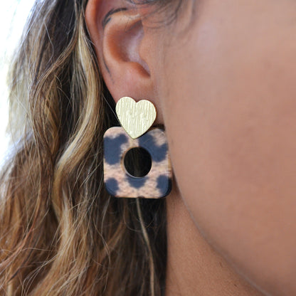 Boucles d'oreilles - Cœur de léopard