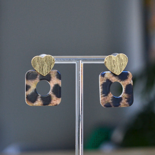 Boucles d'oreilles - Cœur de léopard