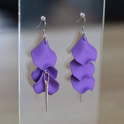 Boucles D'oreilles - Pétales d'aiguille - Mauve foncé
