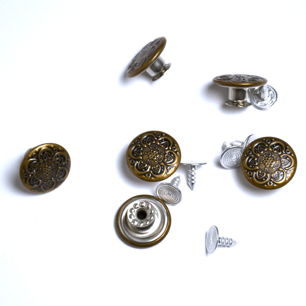 Boutons Jeans  - à FRAPPER - Arabesques Bronze 17mm