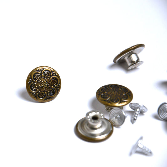 Boutons Jeans  - à FRAPPER - Arabesques Bronze 17mm