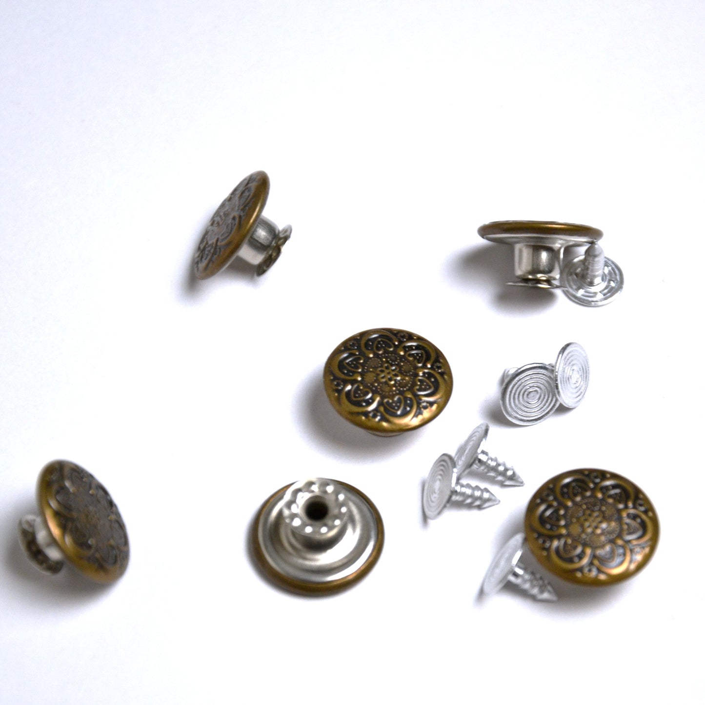 Boutons Jeans  - à FRAPPER - Arabesques Bronze 17mm