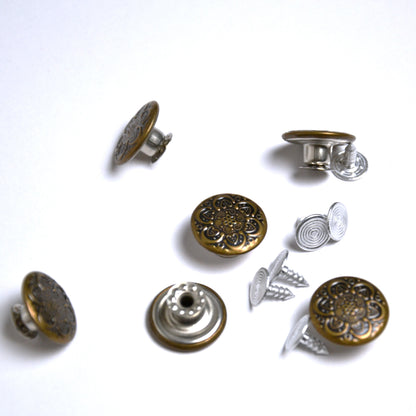 Boutons Jeans  - à FRAPPER - Arabesques Bronze 17mm