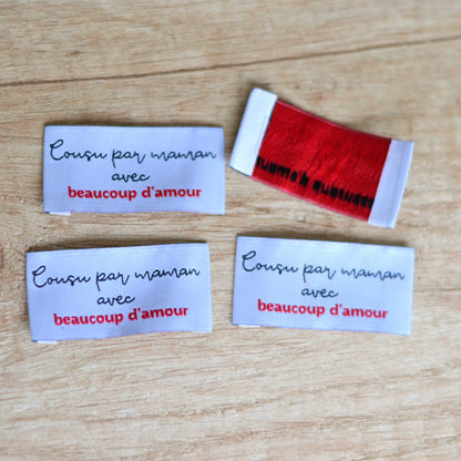 Étiquette à coudre – Cousu par maman avec beaucoup d’amour ❤️